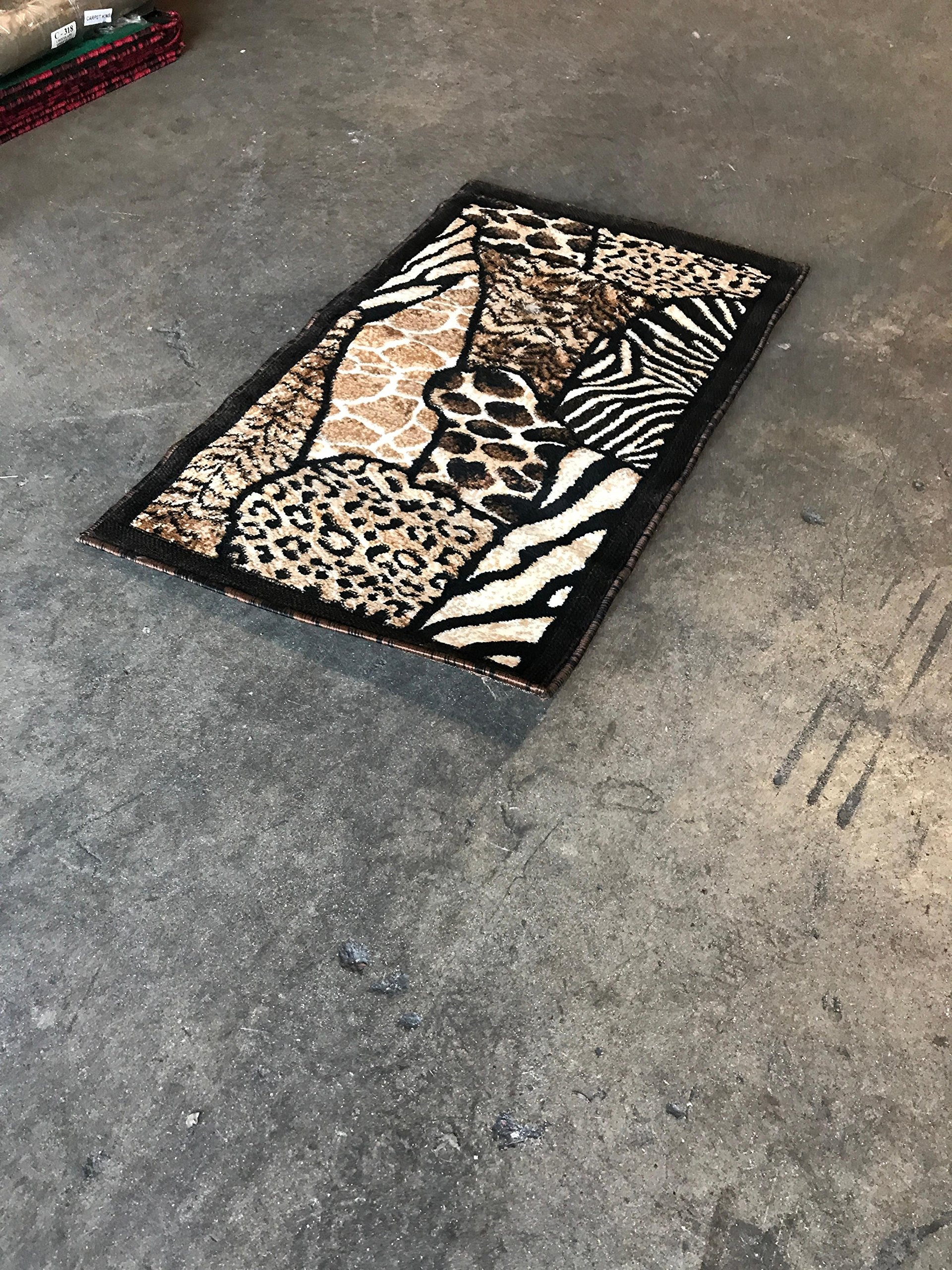 Animal Skin Print Door Mat Rug Leopard Tiger Zebra Black Brown Beige