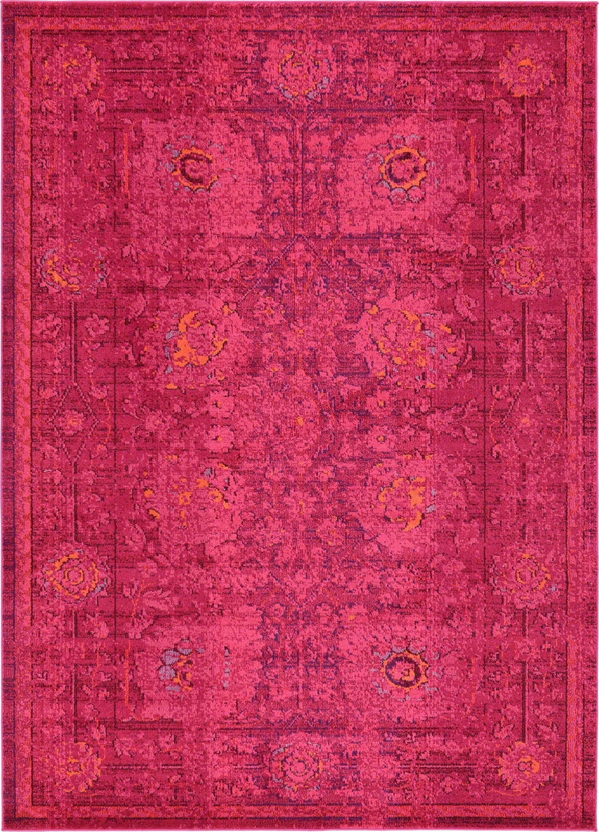 Fleur Collection Rug – 7' x 10' Red Medium-Pile Rug Perfect for Bedrooms, Dining Rooms,