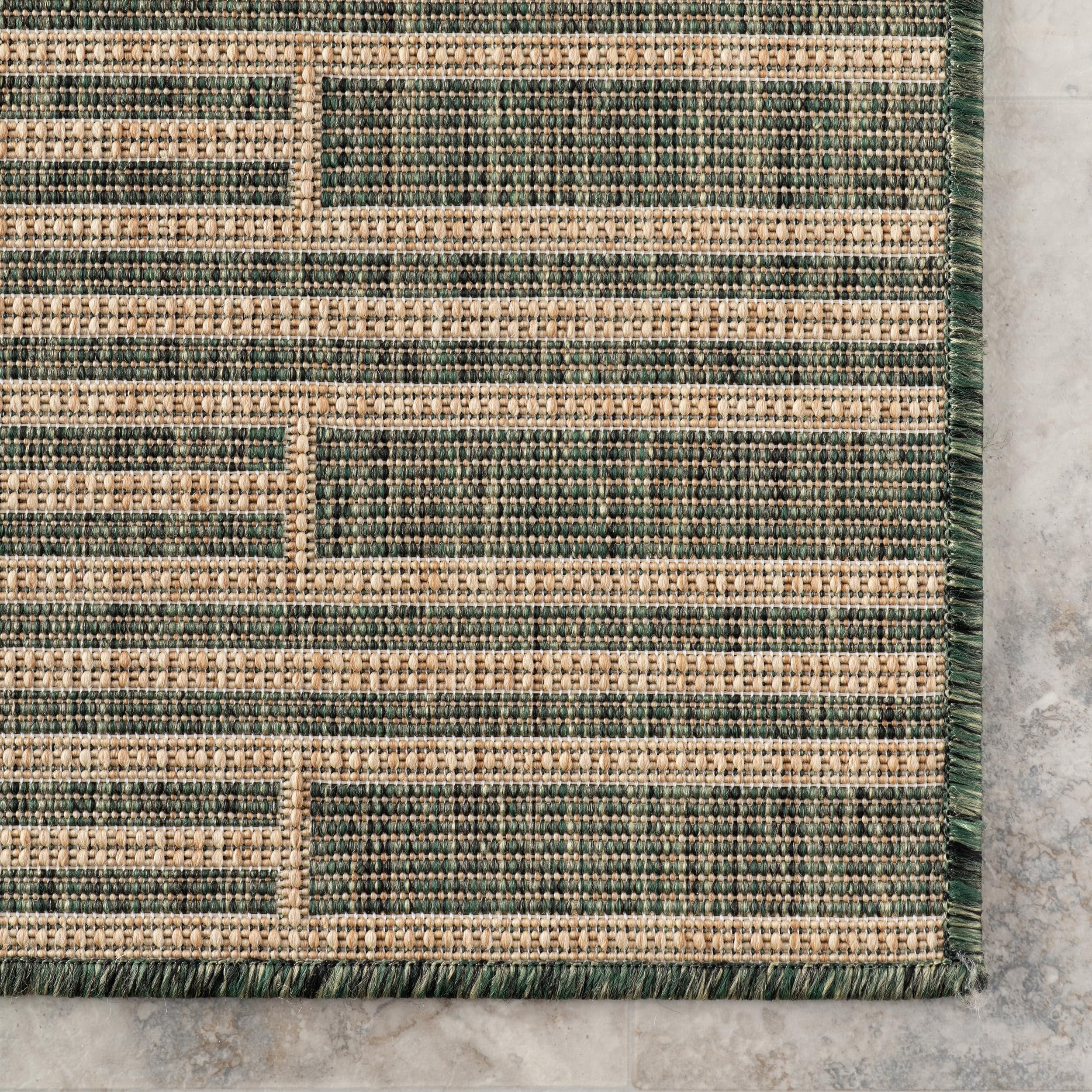 Nuloom Debrin Striped 9' x 12' Indoor/Outdoor Area Rug for Living Room Patio Deck Front Porch, Green