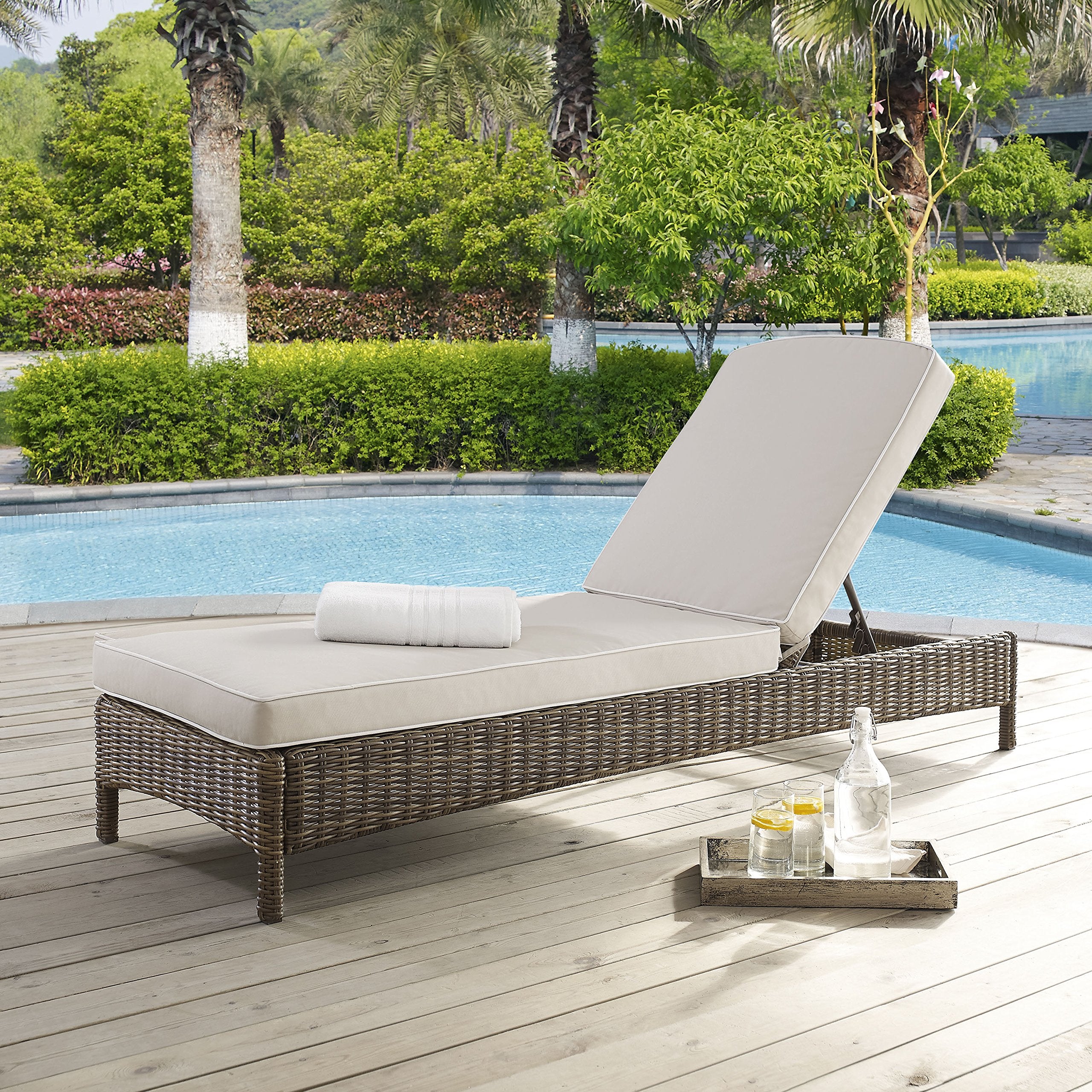 Bradenton Reclining Wicker Outdoor Chaise Lounge Chair for Patio, Deck