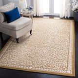 Hand-Hooked Wool Area Rug 6' x 9' - Black & Brown Leopard Print French Country Style