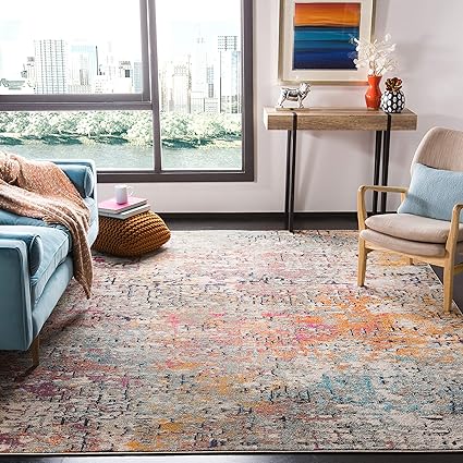 Madison Collection Area Rug - 8' Square, Grey & Blue