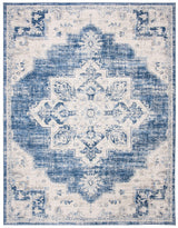 Brentwood Medallion Area Rug 9' x 12' - Ivory & Navy Distressed Design