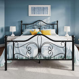 Queen Size Bed Frame , Metal Bed Frame with Butterfly Pattern Design