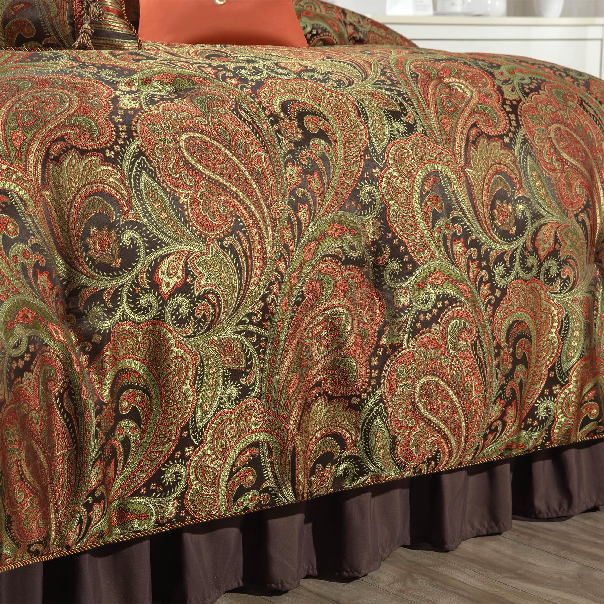 9-Piece Jacquard Comforter Set King - Classic Paisley Damask Bedding