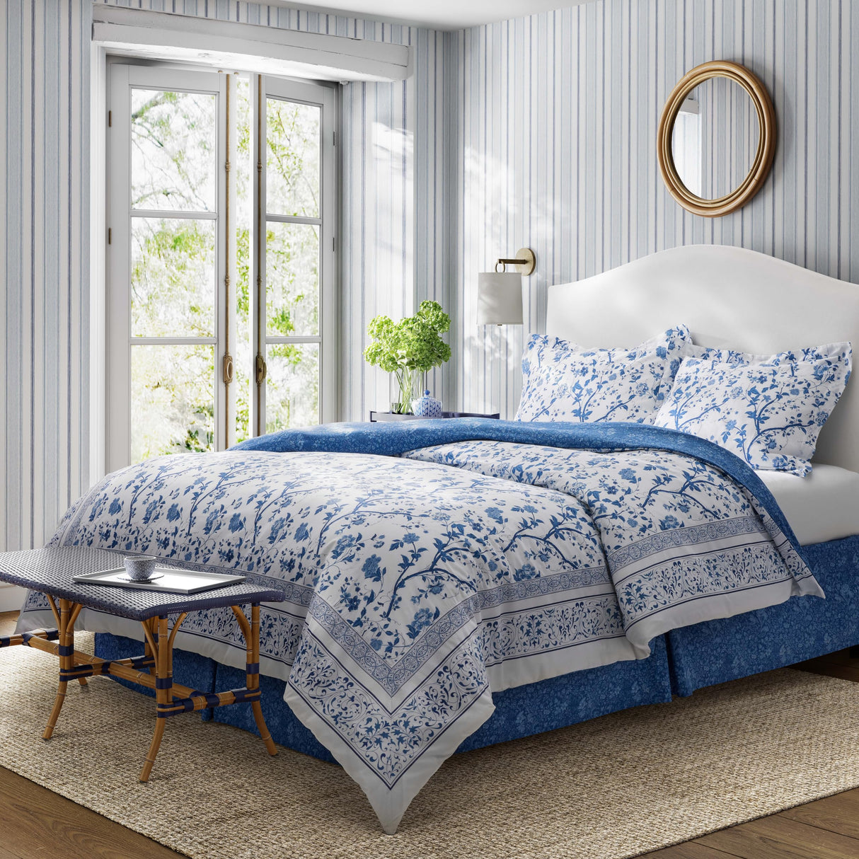 King Comforter Set, Cotton Bedding with Matching Shams & Bed Skirt, Stylish Home Decor
