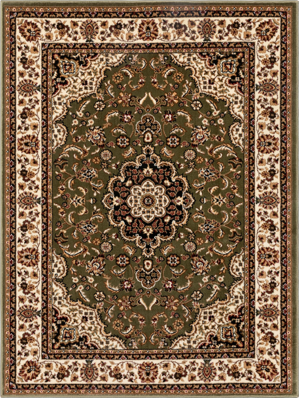 Well Woven Barclay Collection Medallion Kashan Green 9x12 Area Rug - for Living Room, Bedroom, and Dining Room