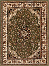 Well Woven Barclay Collection Medallion Kashan Green 9x12 Area Rug - for Living Room, Bedroom, and Dining Room