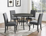 Biony Espresso Wood Dining Set with Blue Nailhead Chairs