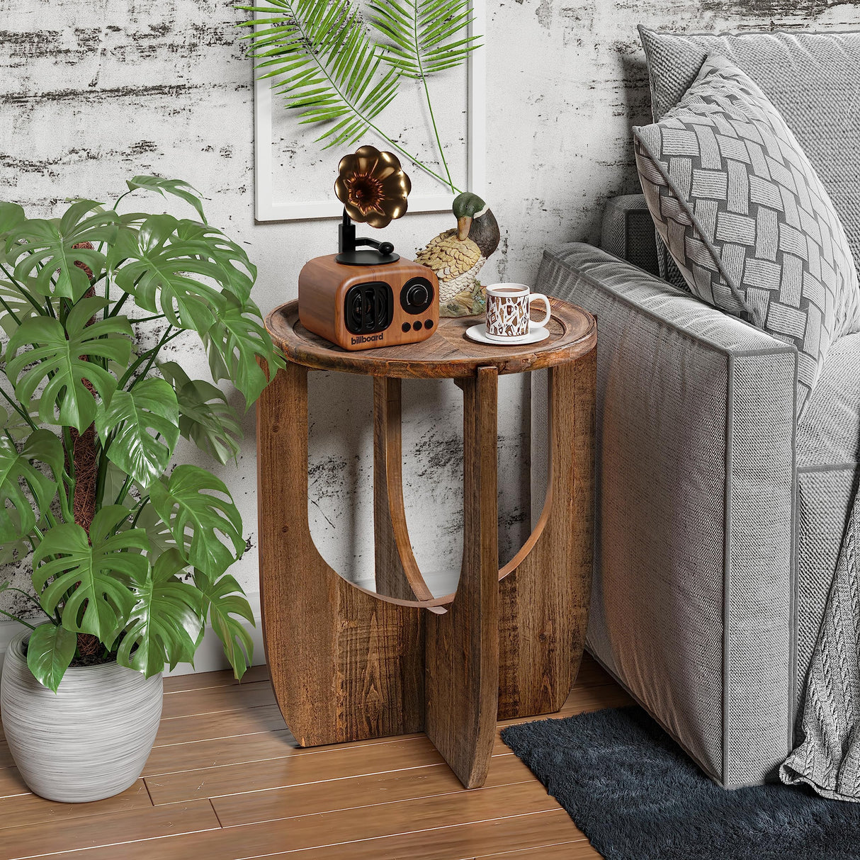 Rustic Farmhouse End Table, French Country Accent Side Table for Family