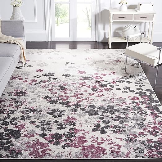 Adirondack Floral Area Rug 10' x 14' Light Grey Purple