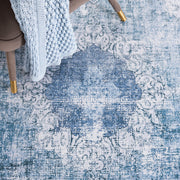 SAFAVIEH Washable Rug Tucson Collection - 10' x 14', Green & Grey, Slip Resistant & Easy to Clean, Ideal for Living Room, Bedroom, Dining Space (TSN190Y)