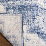 Brentwood Medallion Area Rug 9' x 12' - Ivory & Navy Distressed Design