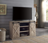 2-Door TV Stand with Cable Management Holes in Oak