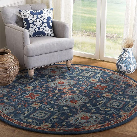 Heritage Collection 3' x 5' Blue/Multi HG422M Handmade Traditional Oriental Premium