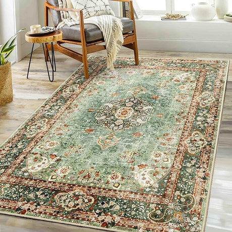 Green Rug 3x5,Washable Area Rugs for Bedroom Living Room Kitchen Entryway,