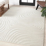 SCN103D-4 Maribo High-Low Abstract Groovy Striped Beige/Cream 4 ft. x 6 ft