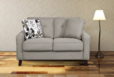 Lillana Linen Upholstered Mid-Century Modern Tufted Loveseat with Two Accent Pillows, Light Coffee Brown