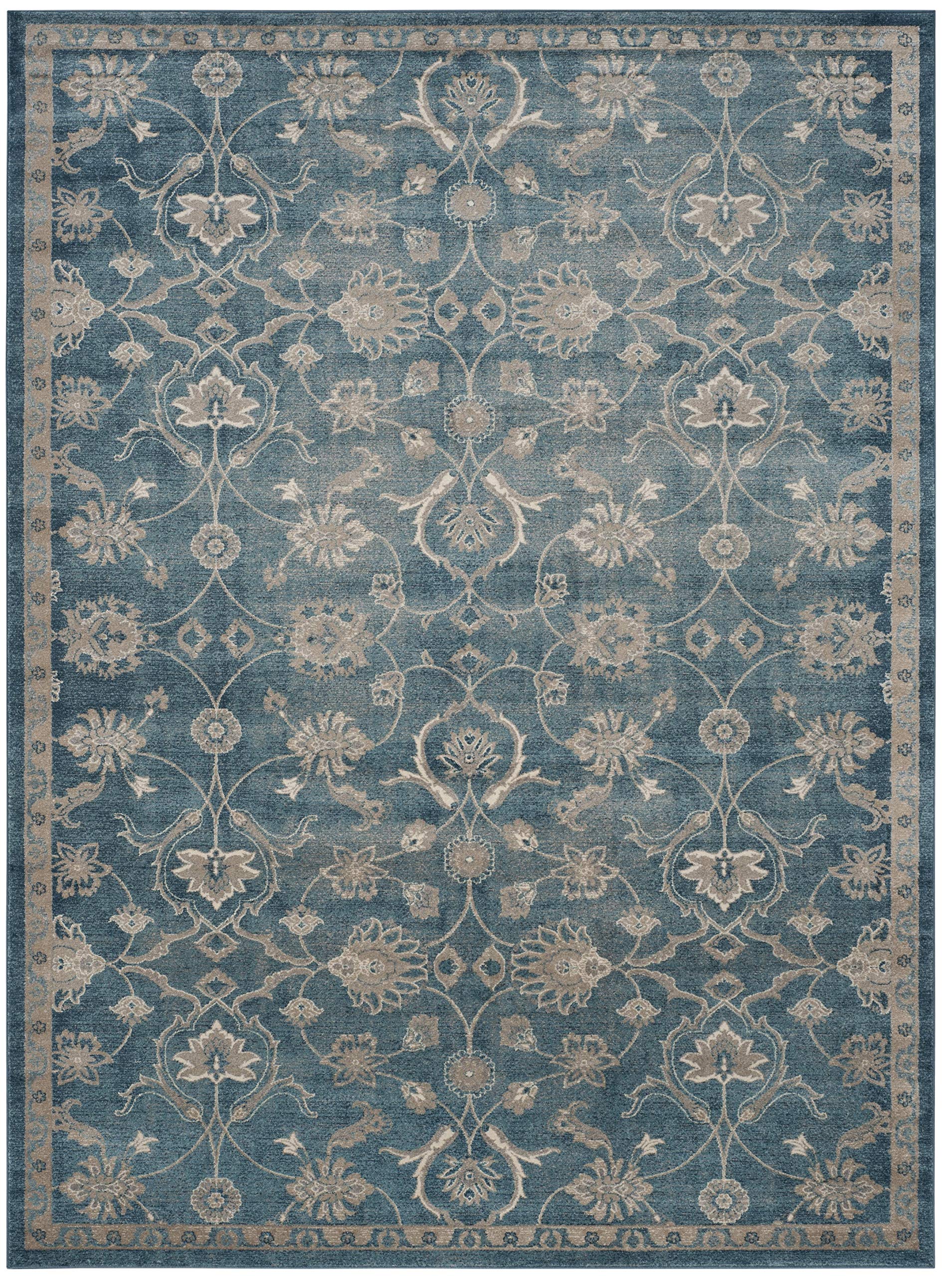 Sofia Collection 8' x 10' Blue / Beige SOF386C Vintage Oriental Distressed Non-Shedding