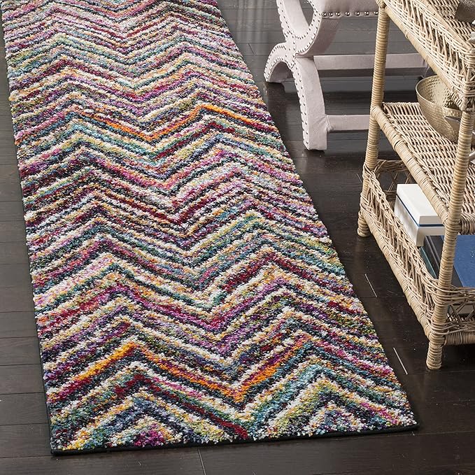 Fiesta Shag Collection 8' x 10' Multi FSG363M Modern Abstract Chevron Non