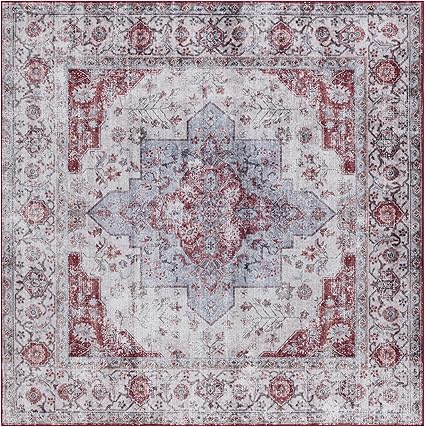 Tucson Collection Area Rug - 6' Square, Beige & Light Sage