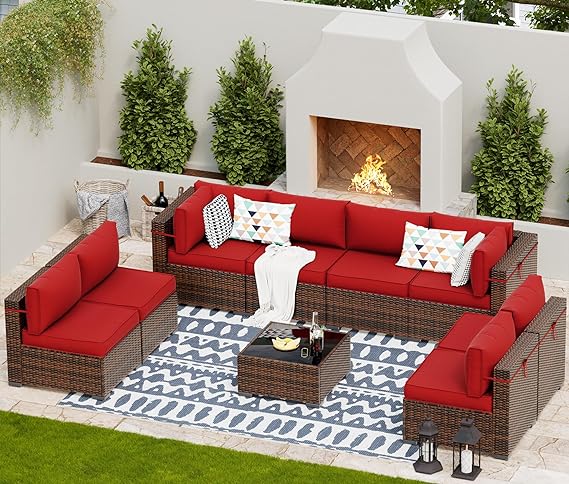 Patio Furniture Sets, Modular Rattan Outdoor Patio Sectional Furniture Sofa Set