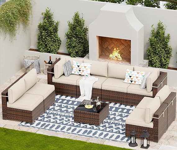 Patio Furniture Sets, Modular Rattan Outdoor Patio Sectional Furniture Sofa Set