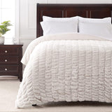 Premium Ruched Faux Fur Throw Blanket - Luxurious