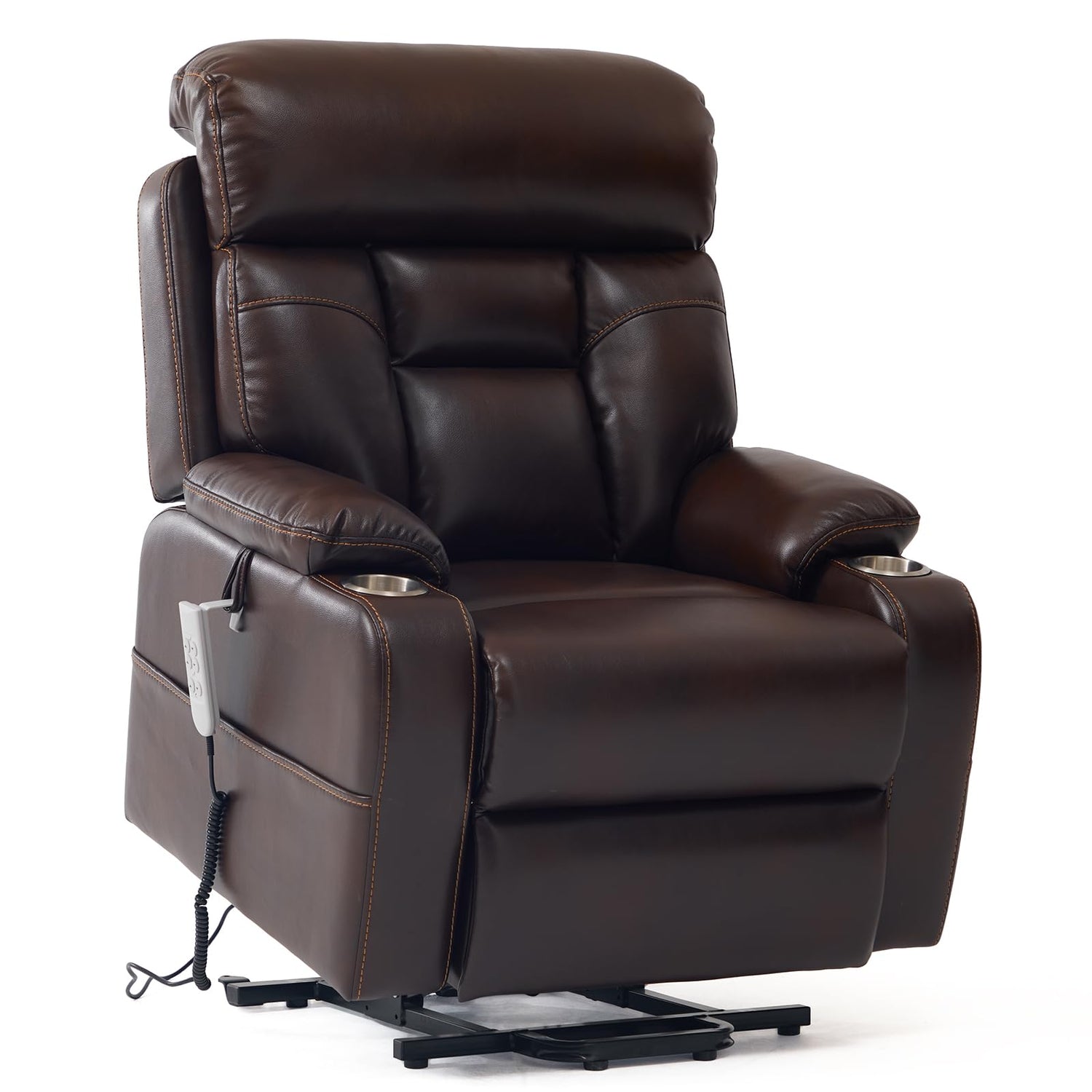 Adjustable Lumbar Lift Recliner Chair with Cup Holder – Side View