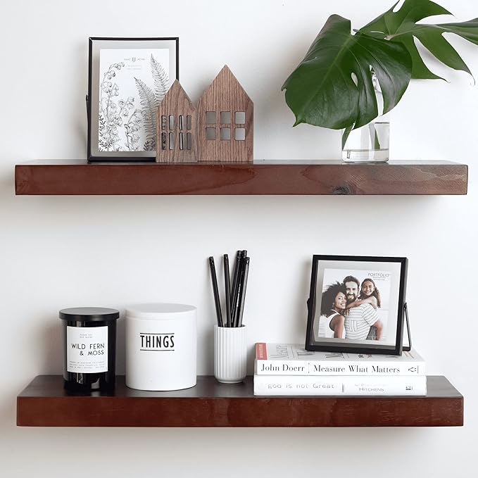 Rustic Farmhouse Floating Shelves, Bathroom Wooden Shelves for Wall Mounted