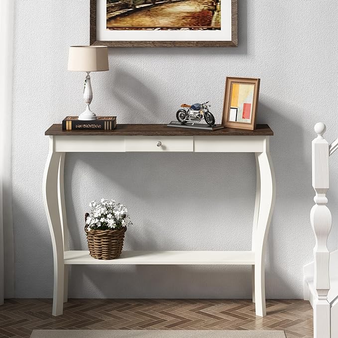 Narrow Console Table with Drawer, Chic Accent Sofa Table