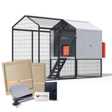 App-controlled automated chicken coop with removable litter trays
