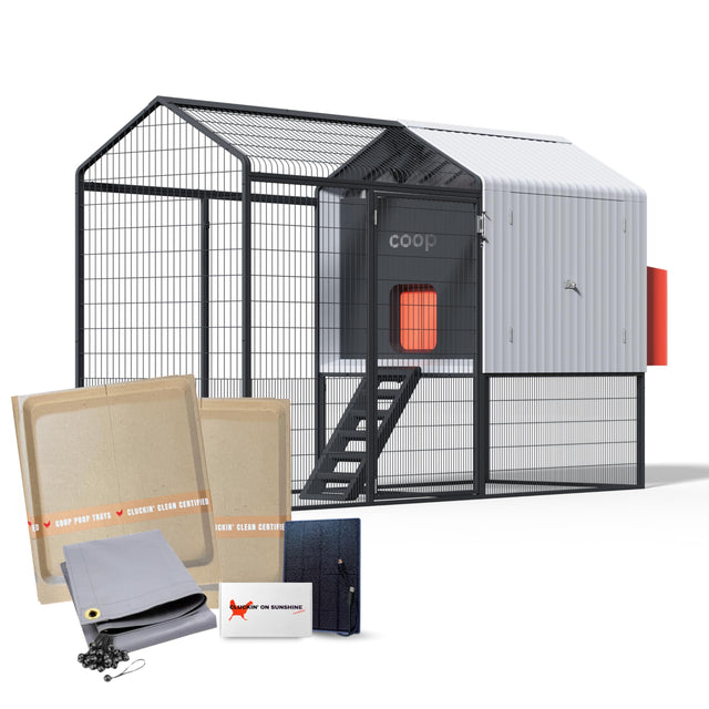 App-controlled automated chicken coop with removable litter trays