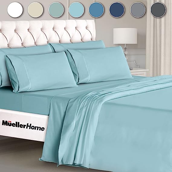 Luxury 6 Piece Queen Bed Sheets Set - Ultra-Soft 1800 Series, Cooling & Breathable Hotel