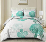 Bed in a Bag Green Comforter Set Queen Floral Comforter Soft Microfiber Bedding