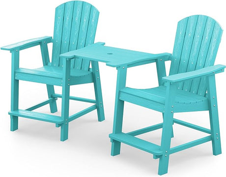 Balcony Chair, Tall Adirondack Chair Set of 2 with Connecting Tray,