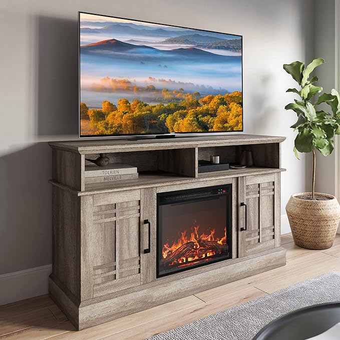 48" TV Stand with 18" Electric Fireplace Heater