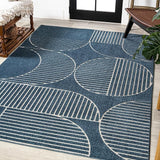 SCN104D-8 Nordby High-Low Geometric Arch Scandi Striped Taupe/Beige 8 ft. x 10 ft