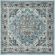 Skyler Collection 7' Square Blue/Ivory SKY126M Boho Chic Distressed Medallion Non
