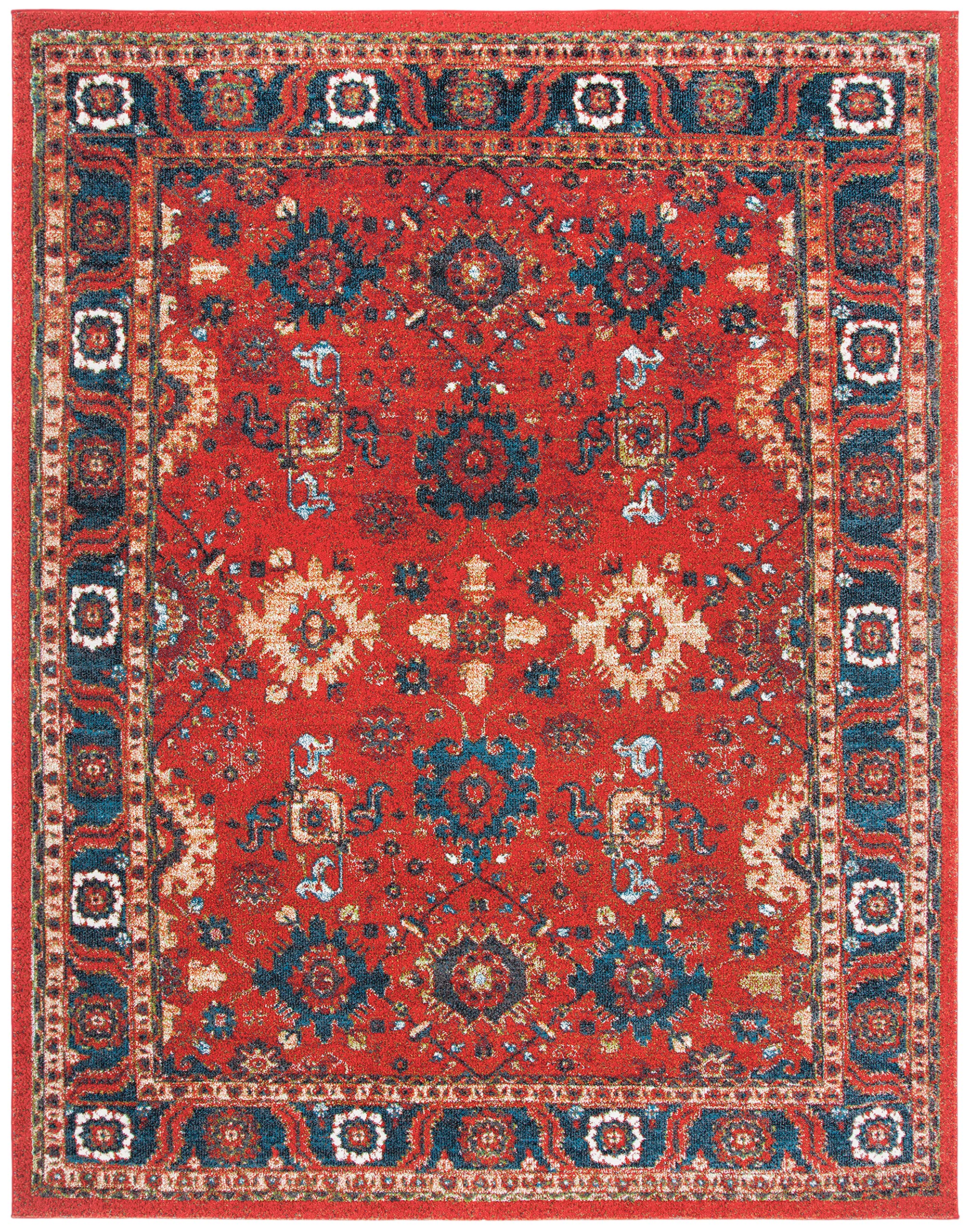 Vintage Hamadan Area Rug 10'6" x 14' - Orange & Blue Oriental Persian Design