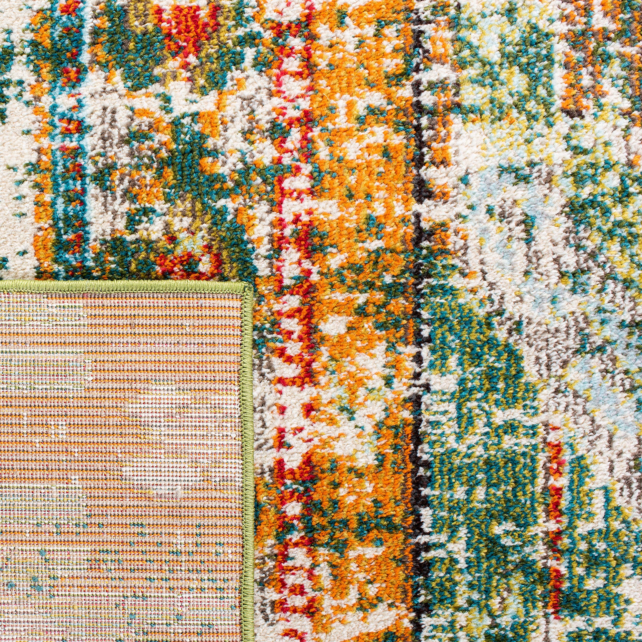 SAFAVIEH Madison Collection Area Rug - 10' x 14', Green & Orange, Boho Chic Tribal Distressed Design, Non-Shedding & Easy Care, Ideal for High Traffic Areas in Living Room, Bedroom (MAD422Y)