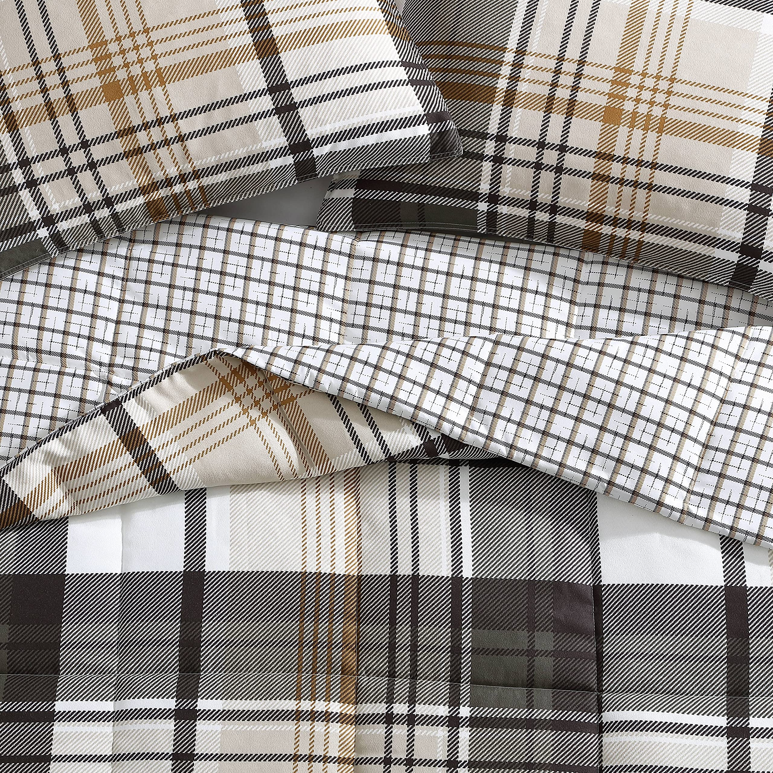 Normandy Grey Plaid King Comforter Set - Reversible Bedding