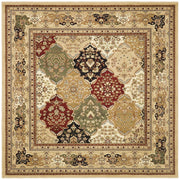 Lyndhurst Collection Area Rug - 8' Square, Multi & Beige, Traditional Oriental Design