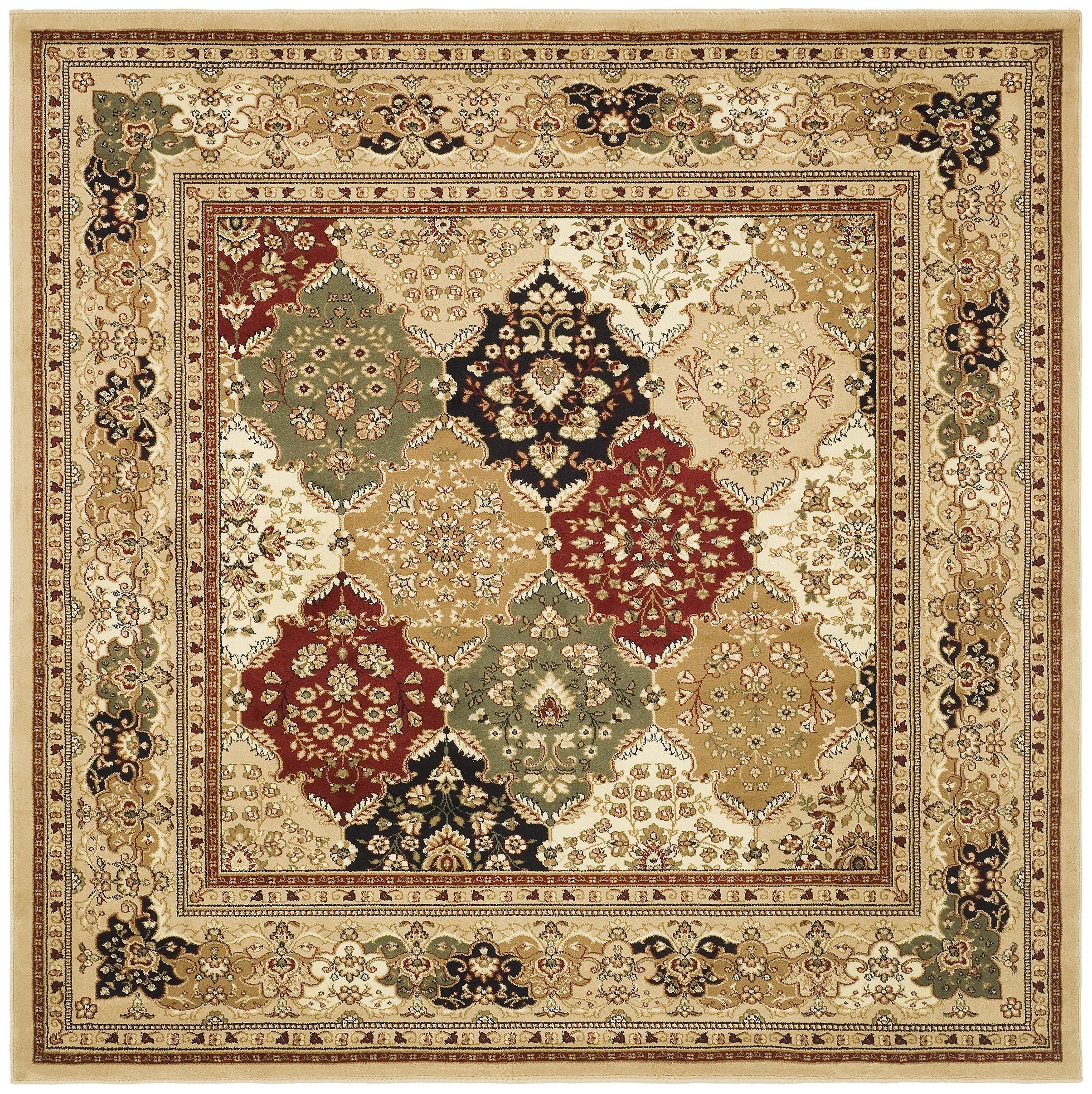 Lyndhurst Collection Area Rug - 8' Square, Multi & Beige, Traditional Oriental Design
