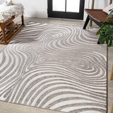 SCN103E-5 Maribo High-Low Abstract Groovy Striped Dark Blue/Cream 5 ft. x 8 ft