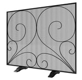 Single Panel Fireplace Screen Handcrafted Solid Wrought Iron Mesh, Heat-Resistant Fire Spark Guard