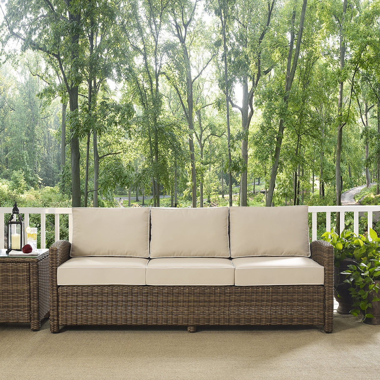 Bradenton Wicker Outdoor Sofa, 3-Person Patio Couch for Porch, Deck