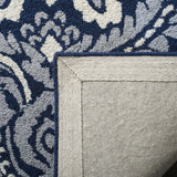 Blossom Collection Accent Rug - 3' x 5', Navy & Ivory, Handmade Wool