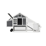 Backyard chicken hutch in grey or white with ventilation mesh