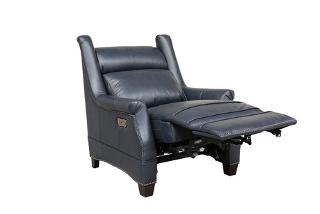 Barcalounger Warrendale Power Recliner in Shoreham Blue Leather – Front View